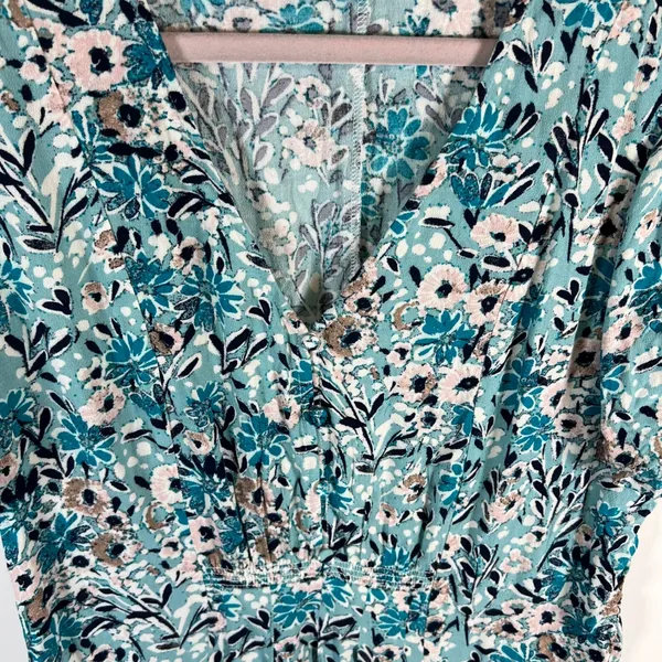 Sahalie Collection Floral Midi Dress V Neck‎ Short Sleeve Smocked Waist Sz 16 - Image 4
