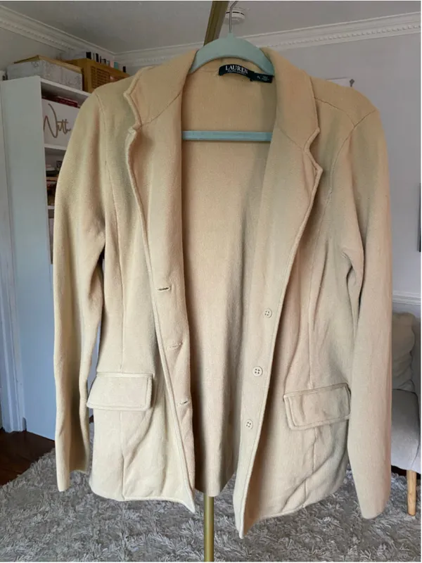 Lauren Ralph Lauren Beige Knit Blazer Jacket Quiet Luxury Preppy Old Money Clean - Image 3