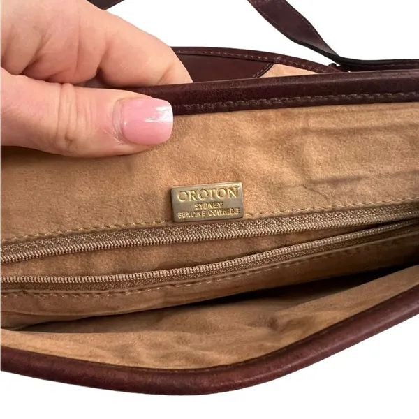 Oroton Vintage Brown Crossbody Bag - Image 6