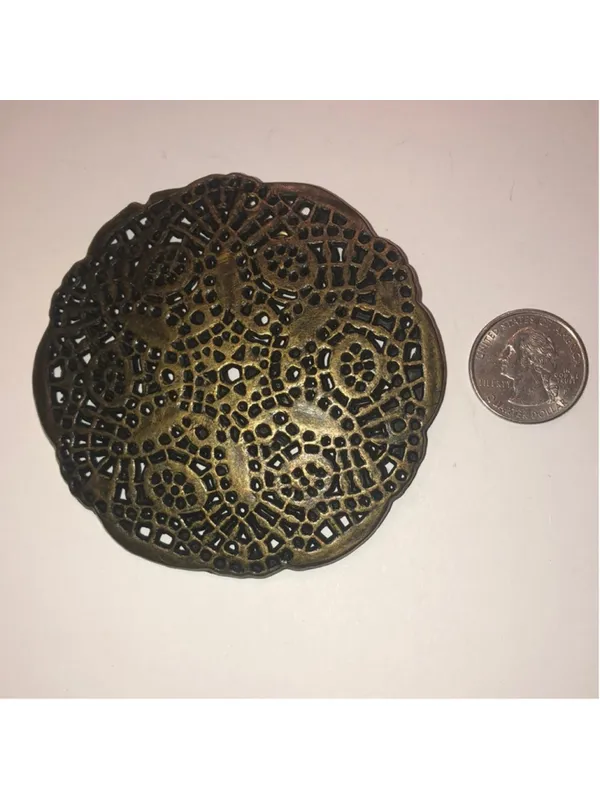 Vintage Brass Tone Round Boho Belt Buckle - Image 3