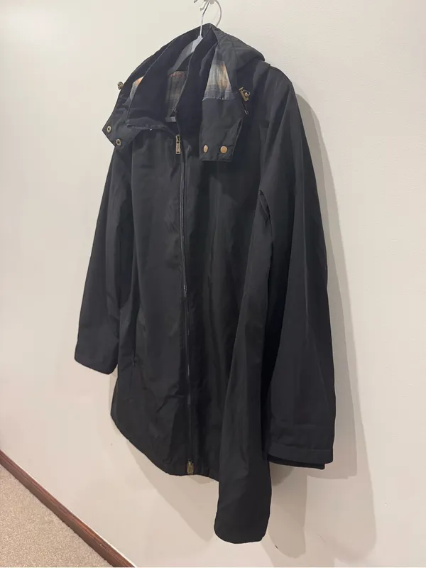 Pendleton Women's Full Zip Jacket Black Plaid Trench Rain Coat XL - Image 2