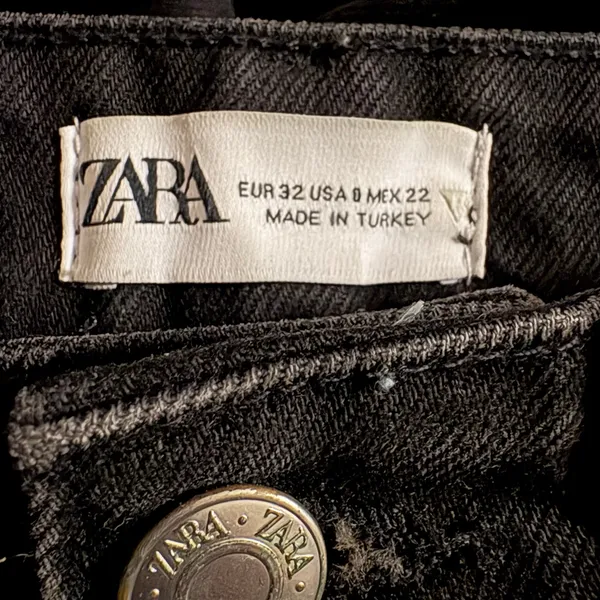 Zara Distressed High Rise Wide Leg Jean 0 Women’s Black 6688/227 - Image 4