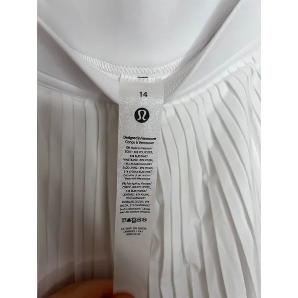 Lululemon High-Rise Varsity Pleated Tennis Skirt White Size 14 NWT - Image 4