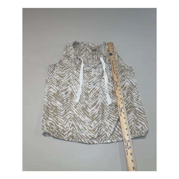 Ann Taylor LOFT Sleeveless Animal Print Top Size M Cream Tan V Neck Tie Detail - Image 5