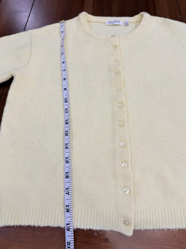 Cloth by Design Yellow Solid Knit Button Front Crew Neck Cardigan Sweater XS - Image 5