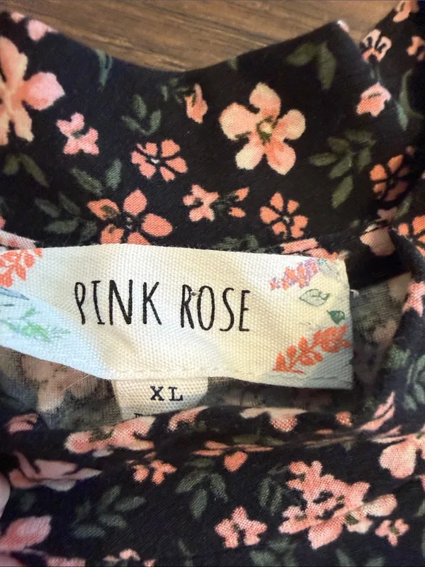 Pink Rose High Neck Mini Flowy Dress in a Floral Print Size XL - C8-100 - Image 3