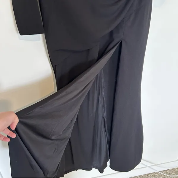Lulus Black‎ Elegant Sensation Asymmetrical Pleated Maxi Dress Size XL - Image 6