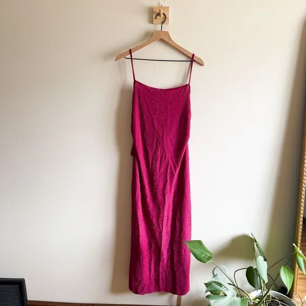 New Reformation Breslin Dress - Pink Sparkle Size XL - Image 3