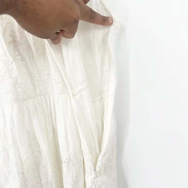 Anthropologie Maeve Womens Boho Beachy Tiered Eyelet Midi Dress‎ Size 0 White - Image 8