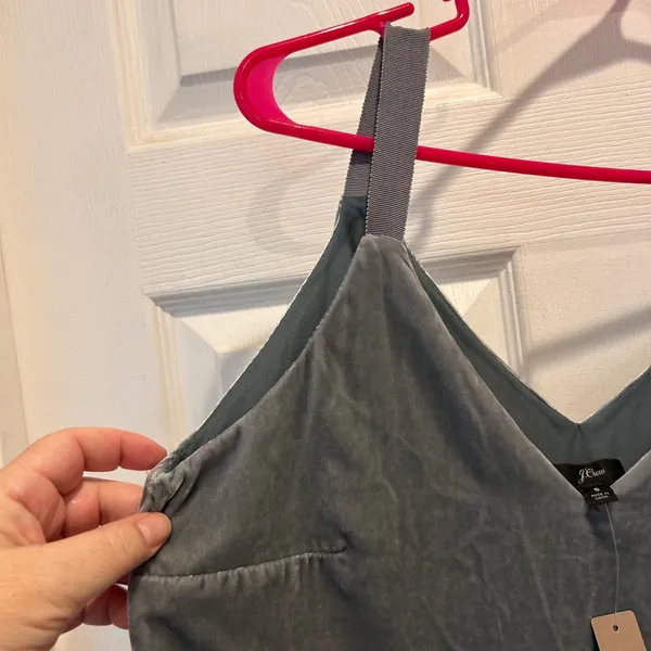NWT J.Crew Women's Small Silver Velvet Cami Tank‎ Top Sleeveless Blouse Holiday - Image 2