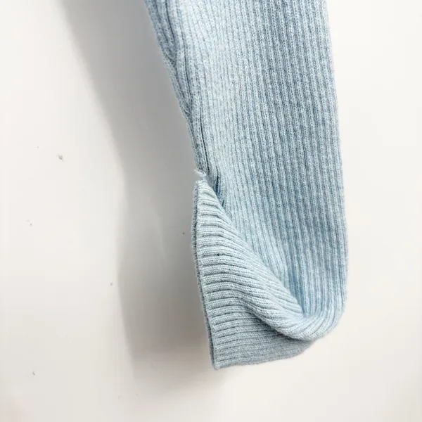 Brooks Brothers Womens Light Blue Cotton Cashmere Ribbed Turtleneck Sweater XS - Image 2
