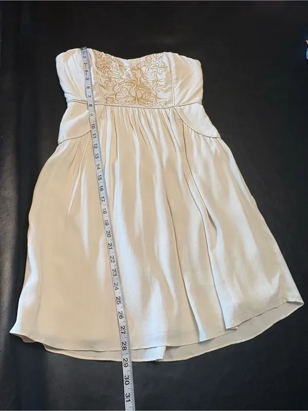 MM Couture by miss me Strapless Embroidered Cream Dress size M - Image 12