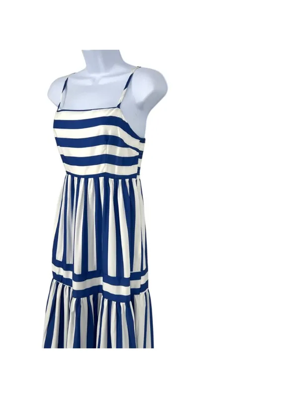 Urban Daizy Nautical Stripe Maxi Dress Blue White Tiered Sun Dress Medium NWT - Image 6