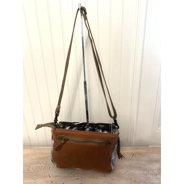 Myra Bag Crossbody Bag Womens Small Gray Canvas Floral Tassel Adjustable Strap - Image 2