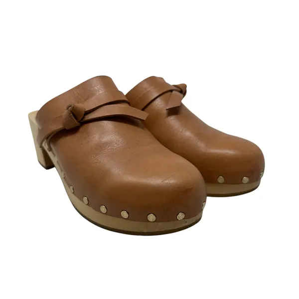 Loeffler Randall‎ Roberta Low-Heel Clogs Cognac Leather Brown Tan Size 5.5 - Image 6