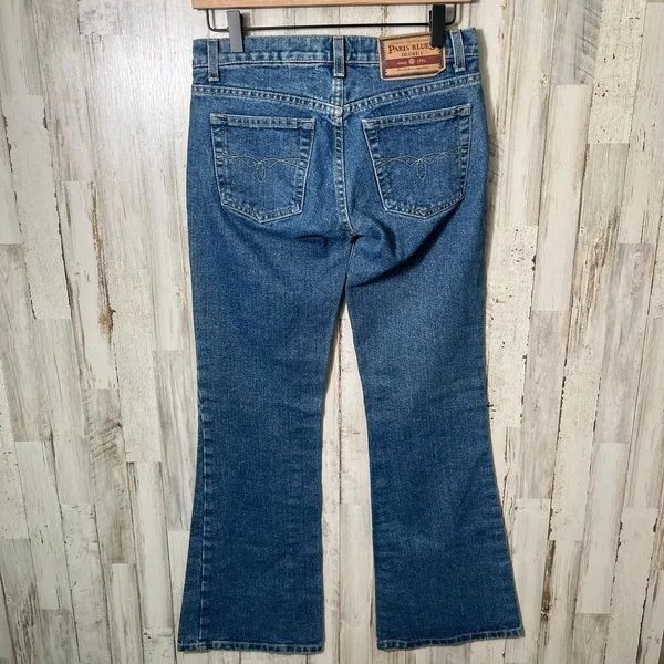Vintage 90s Y2K Paris Blues Low Rise Wide Leg Flare Jeans USA Womens Size‎ 3 - Image 2