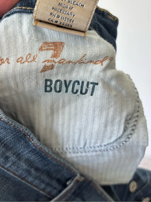 7 For All Mankind Boycut Jeans Boyfriend Fit Bootcut Straight Leg Medium Wash - Image 11