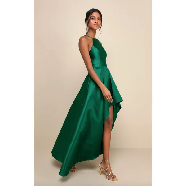 Lulus Broadway Show Emerald Green High-Low Gown Formal Glam Party Medium NWT - Image 2