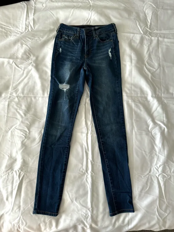 Dark Wash Destroyed High Waisted Jeggings - Image 2