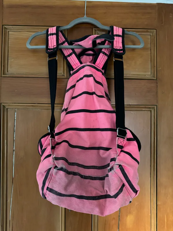 PINK - Victoria's Secret Black & Pink Striped Backpack - Image 6