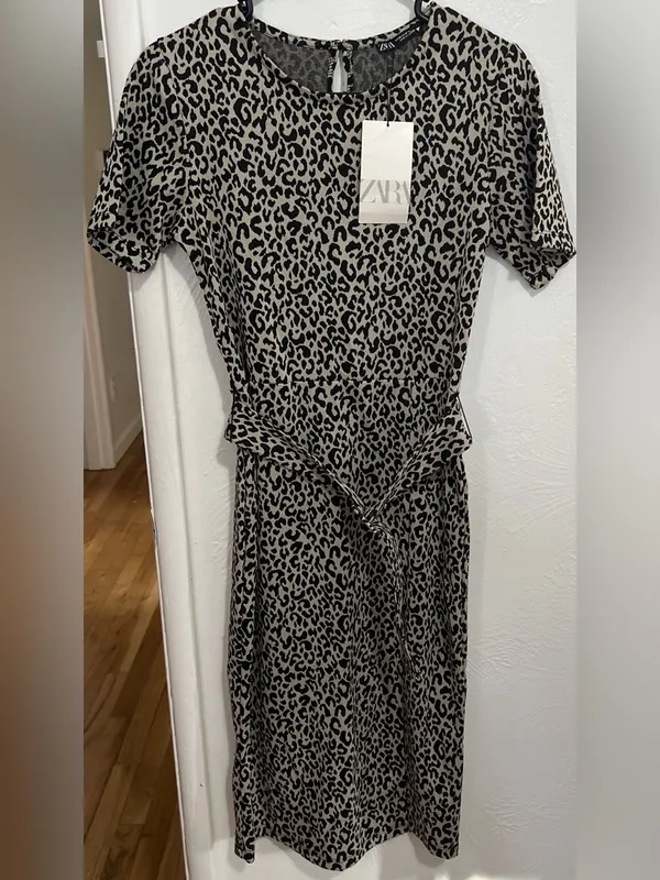 NWT Zara Animal Print Dress with Side Slit Size M - Image 6