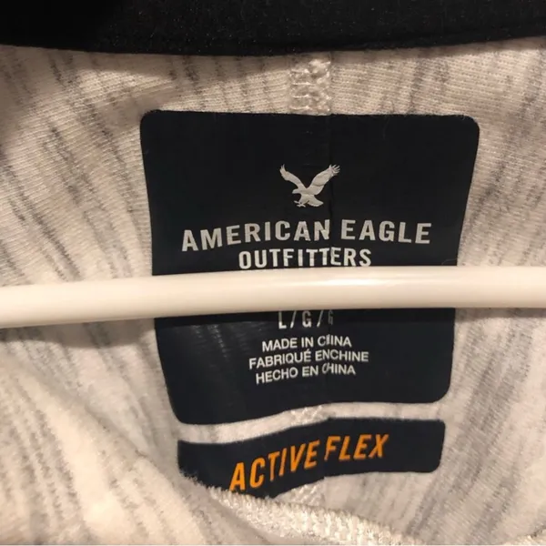 American Eagle Outfitters Active Flex Pullover Hoodie Sweatshirt White/Gray - Image 2