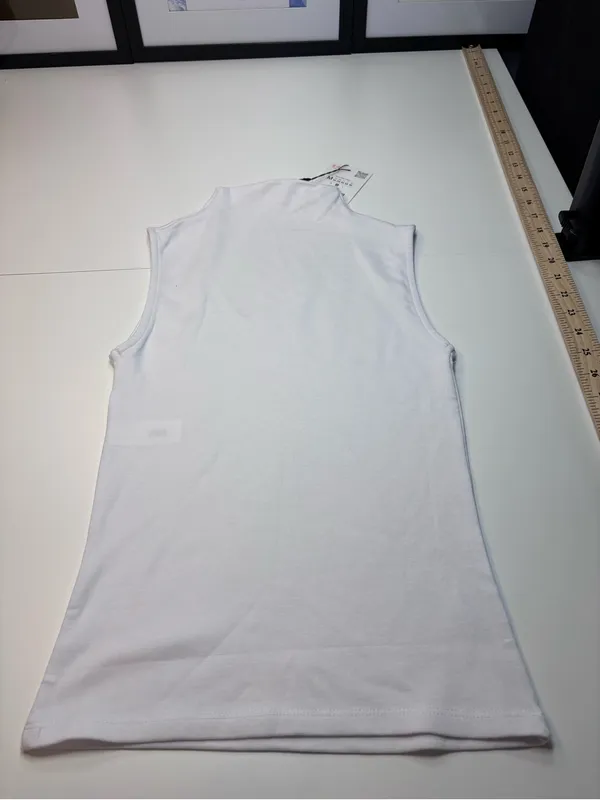 Zara White Sleeveless Mock Neck Tank Top NWT Size M - Image 11