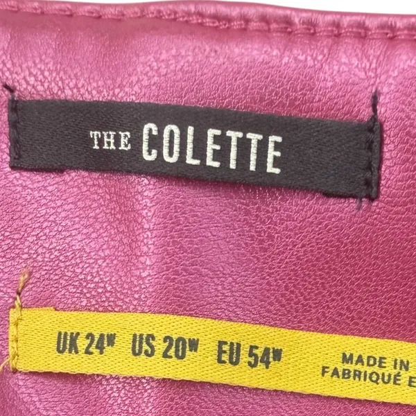 Anthropologie Maeve Colette Faux Leather Wide Leg Cropped Pants Pink Size 20W - Image 4