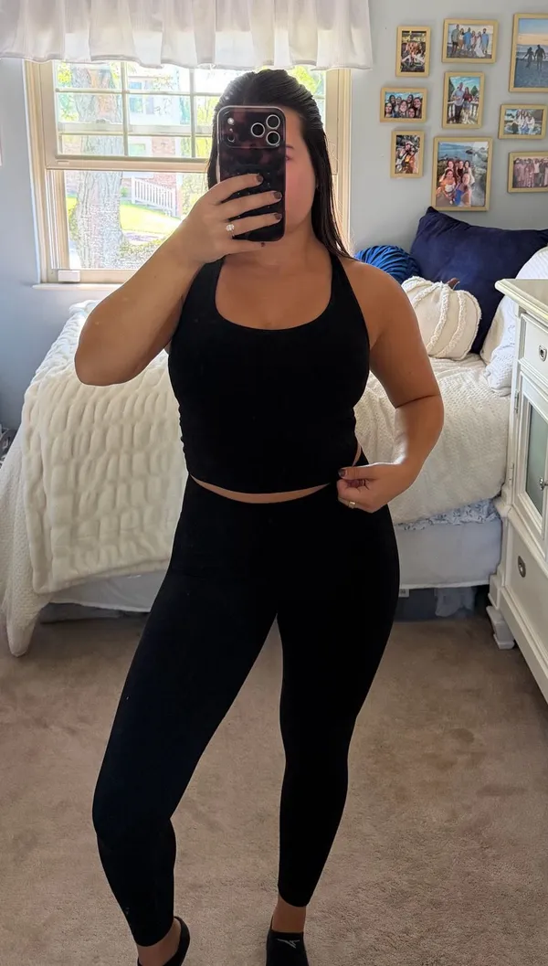 Fabletics Black Workout Tank & Leggings Set - Image 2