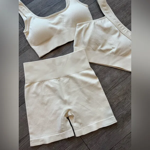 QQQ 3 pieces Cream Ribbed Intimates Set - Image 12