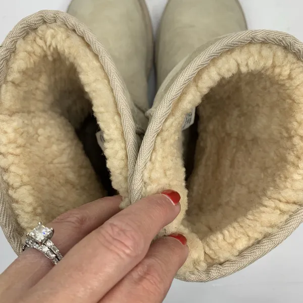 UGG Australia Size‎ 6 Boots Classic Short Beige Suede Leather Sheepskin Women’s - Image 7