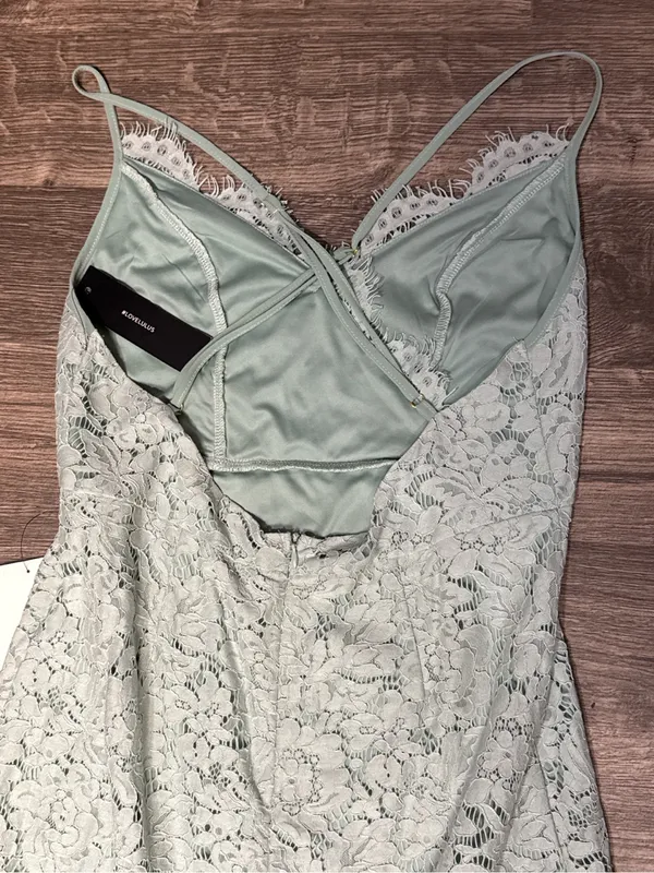 Lulus Light Blue Floral Lace Open Back Mini Dress NWT - Image 11