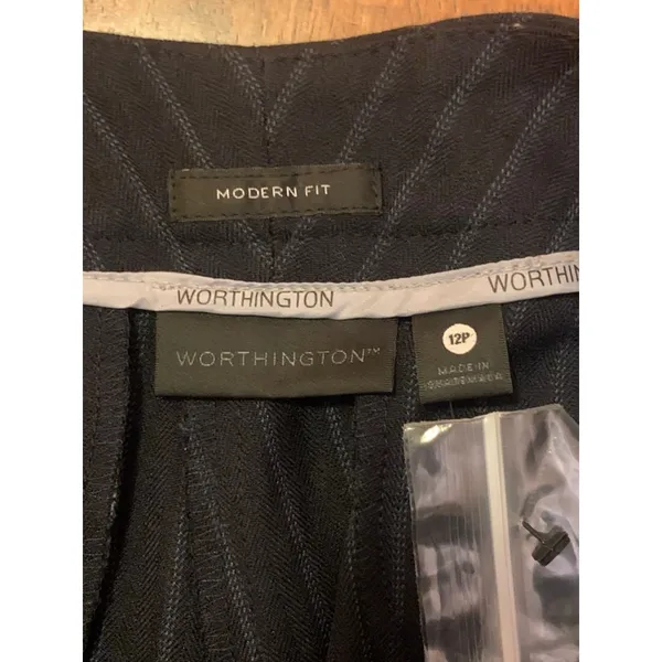 Worthington NWT Slacks 12 Petite Navy Pinstripe Modern Fit - Image 2