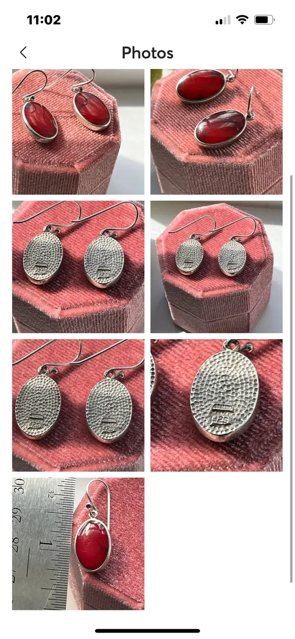 Vintage .925 Red Jasper earrings - Image 2