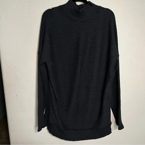 We The‎ Free People Casey Black Ribbed Tunic Sweater - Image 4