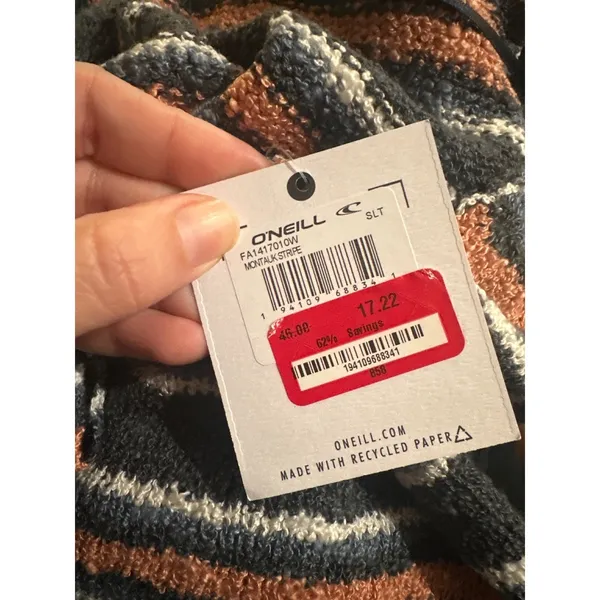 O'Neill | NWT Women's Blue Pink White Montauk Surf Stripe Flowy Sweater‎ Tank, M - Image 7