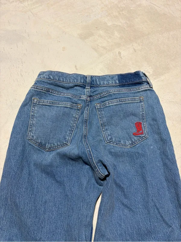 Abercrombie & fitch high rise 90’s relaxed 27 short jeans cowboy boot - Image 7