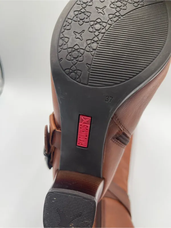 Pikolinos Made in Spain Brown Tall Leather Heeled Boots Womens 37 Riding - Image 13