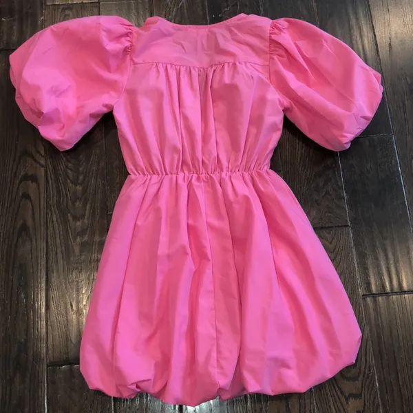 Entro pink boho poof dress size small - Image 8