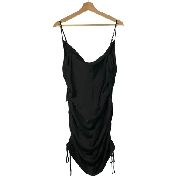 WAYF Black Cinched Side Mini Slip Dress‎ XL - Image 2