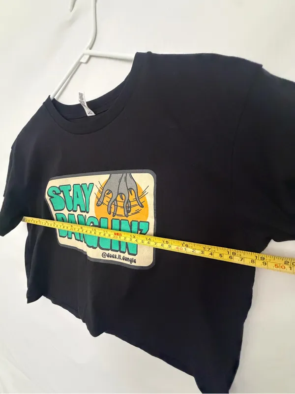 AS Colour Womens Small Stay Danglin Graphic Crop Top T Shirt Black Cotton(A930) - Image 4