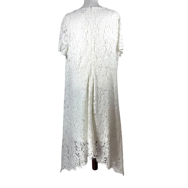 Jessica London Womens Dress White‎ Lace Short Sleeve Handkerchief Hem Size 20W - Image 2