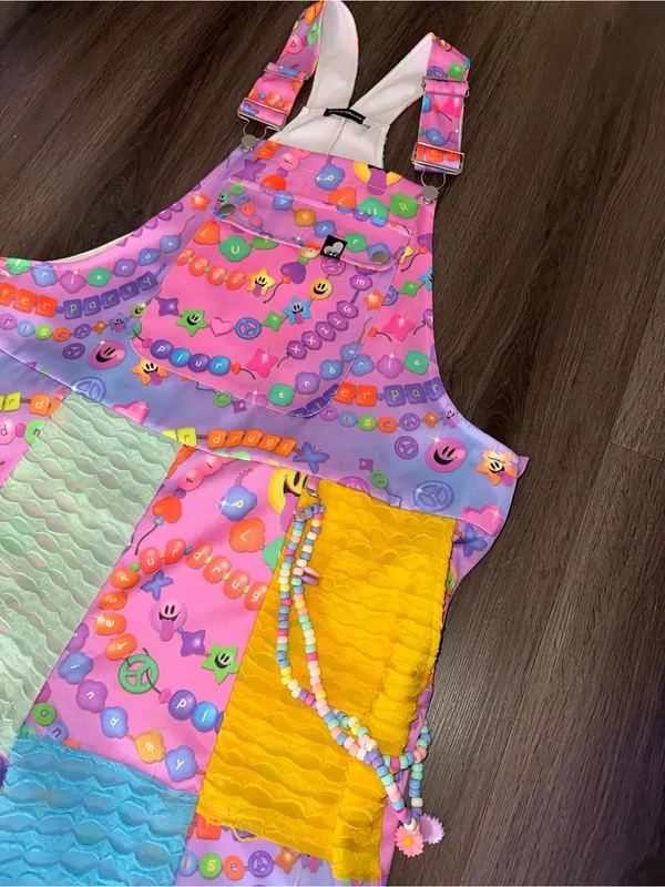 Iheartraves pastel color KANDI Trip overalls with chain - Image 6
