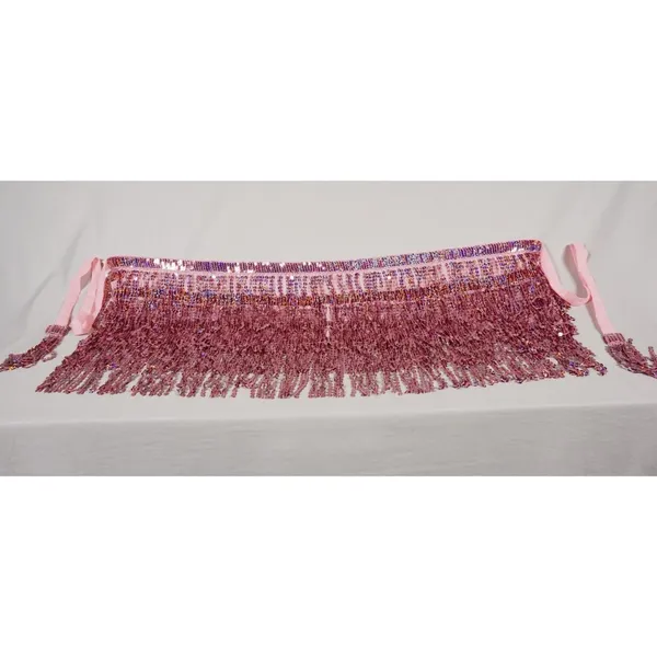 Pink Sequin Belly Dance Hip Scarf Tassel Wrap Sparkly Fringe Skirt ONE SIZE - Image 3