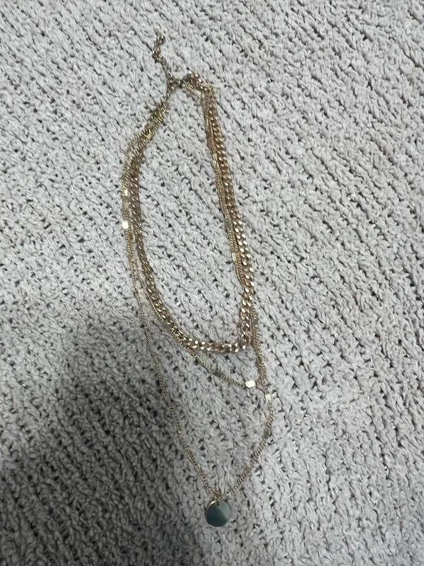 Gold layered necklace with a charm #layerednecklace #jewelry - Image 3