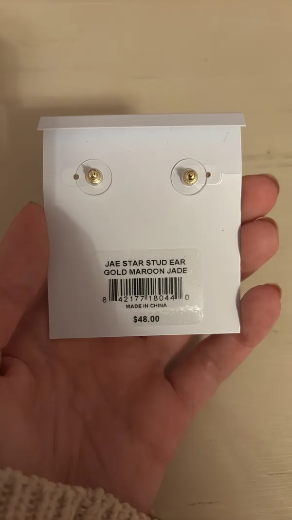 Kendra Scott NWT Jae Star Gold Stud Earrings in Maroon Jade - Image 4