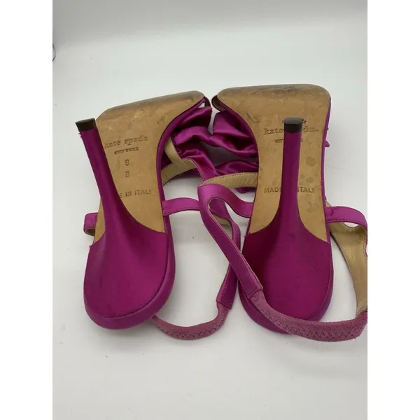 Kate Spade Slingback 4" Heels Size 8 Pink Bows Wedding Preppy Barbie Coquette - Image 7