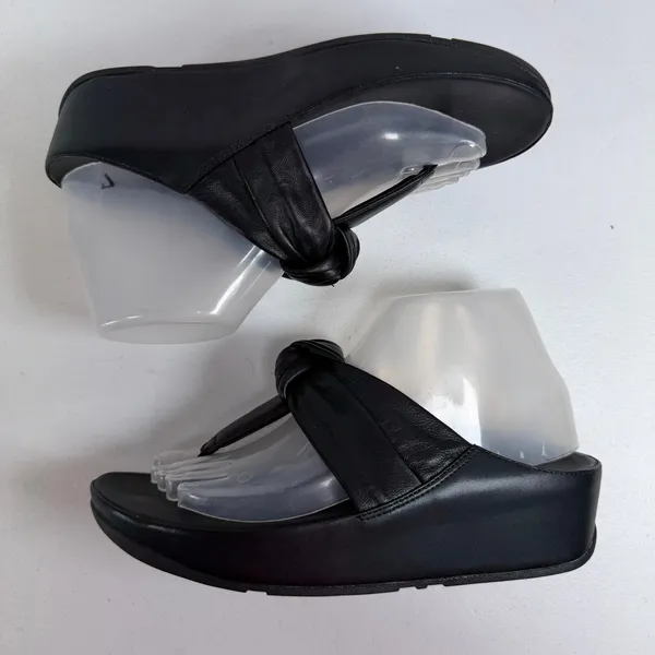 FitFlop 7.5 Twiss II Knotstrap All Black Wedge Platform Microwobbleboard FJ2-090 - Image 4