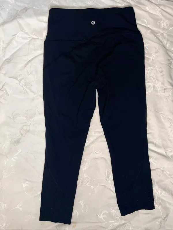 lululemon athletica Black Capri Leggings with Laser-Cut Hem - Image 2