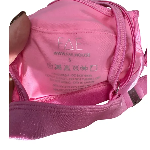 FAE Pink Metallic V Wire Front Bikini Top Swimwear Women's‎ Size S NWT - Image 3